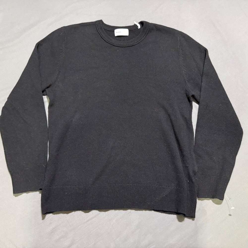 BLDWN Dean Sweater Women Large Black Yak Wool Blend Crew Neck